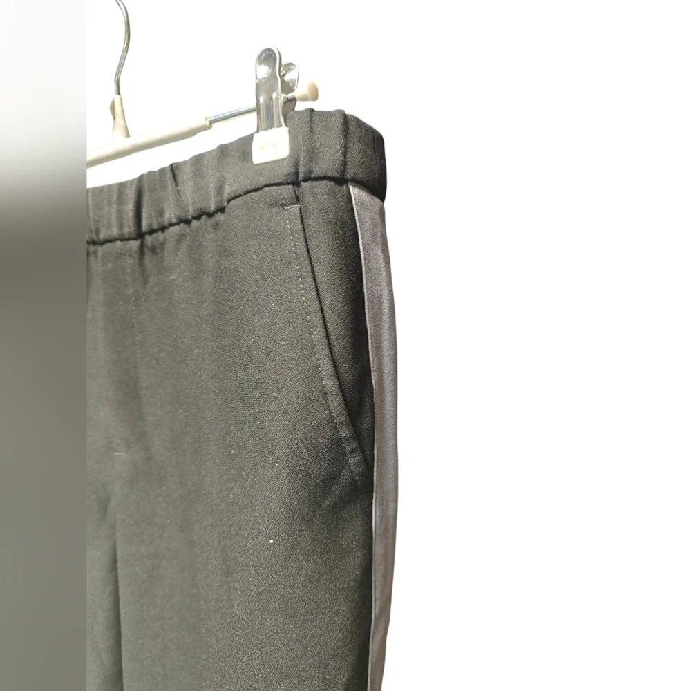 Banana Republic Elastic Waist Track Pants Sz. M Black with Grey Stripe
